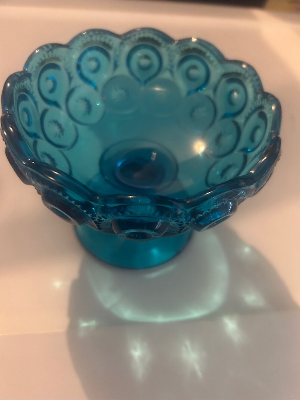 Vintage blue moon and stars compote dish